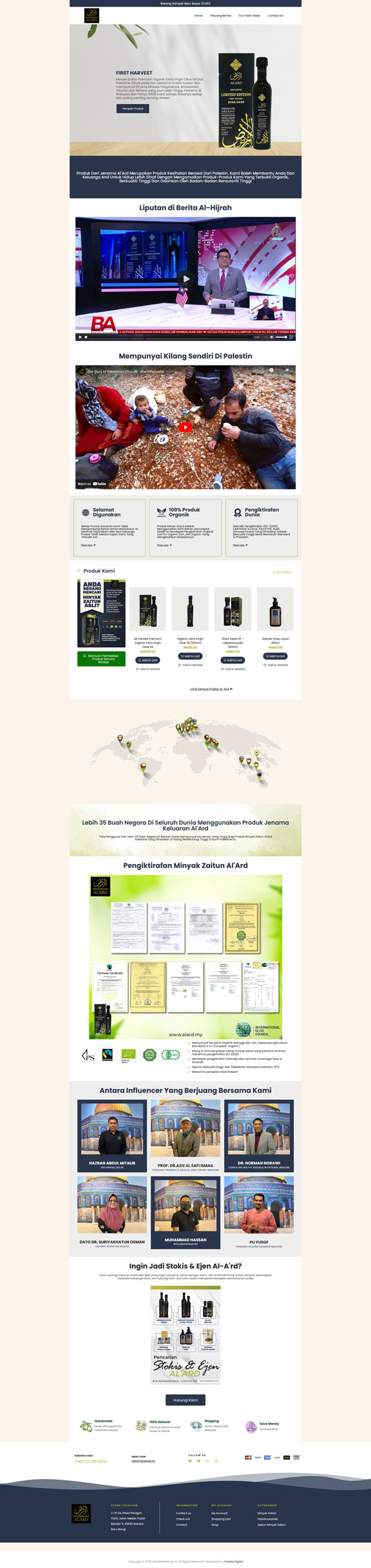 E-commerce website Al'Ard Marketing premium olive oil - portfolio Onesty Digital