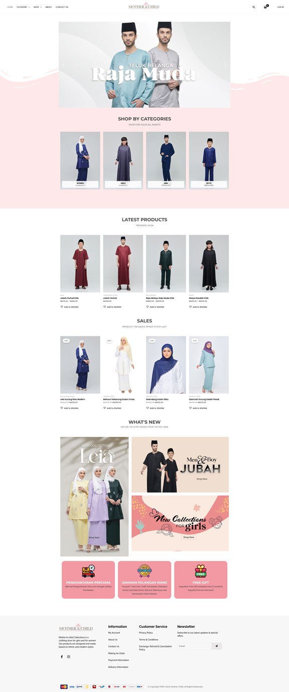 E-commerce website Mother and Child modest fashion - portfolio Onesty Digital