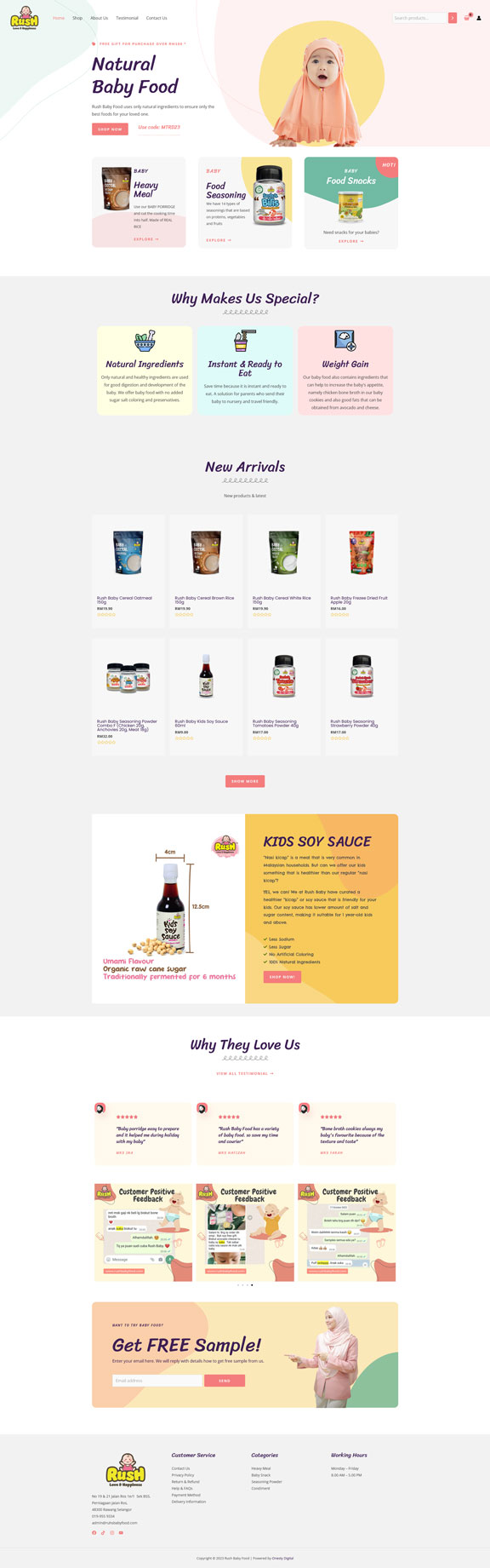 E-commerce website Rush Baby Food - portfolio agensi e-commerce Malaysia