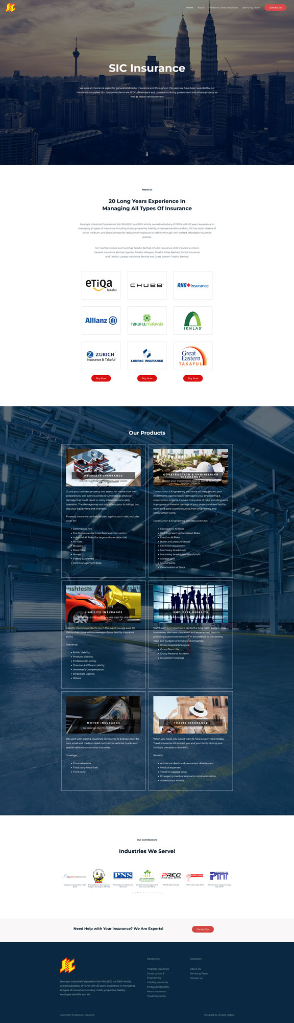 Corporate website SIC Insurance - portfolio Onesty Digital