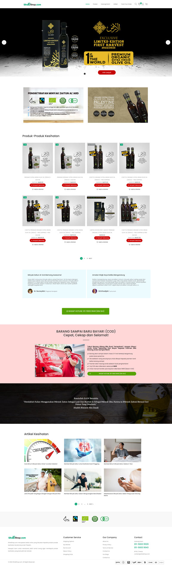 E-commerce website Sihat Shop minyak zaitun - portfolio Onesty Digital